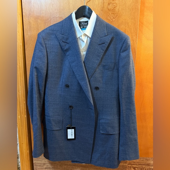 Luxury Wool Blue Double-Breasted Blazer Maison Cloakroom
